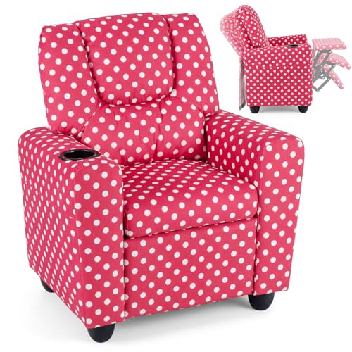 Image of Costzon Kids Recliner Chair with Cup Holder, Toddler Adjustable Lounge Chair w /Footrest for Boys Girls Room, Ergonomic Baby Child Furniture Sofa for Age 3+ Gifts, Kids Mini Recliner up to 150 lbs