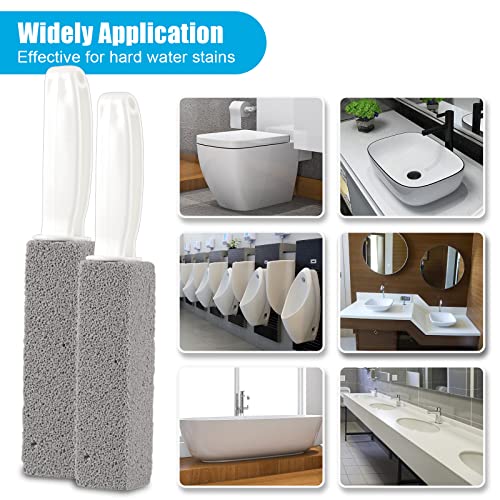 Image of Pumice Stone Toilet Bowl Cleaner with Handle - Pumice Stone for Toilet Cleaning - Stain Remover - Also Cleans Limescale, Hard Water Rings, Tiles, Iron and Rust, Household Cleaning 2 Pack