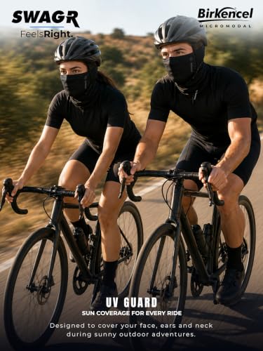 Image of SWAGR 3 Pack Micromodal Bandanas for Men & Women | Sun & Pollution Protection Face Mask for Bikers | RespireSoft Fabric with QuadStretch Technology | GlideFit Easy-to-Wear Design | SOXCO Style SP99