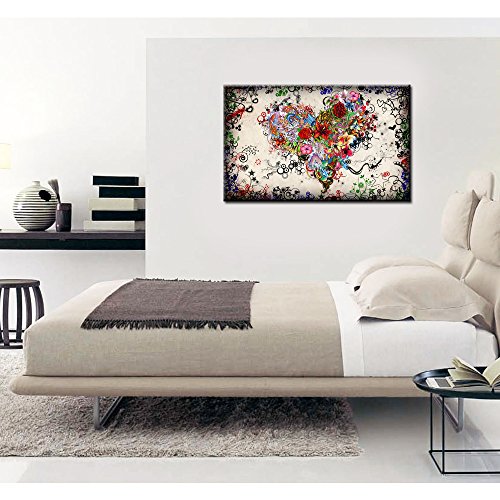 Sechars - Modern Canvas Wall Art Love Heart Painting For Bedroom Living Room Decor Vintage Doodle Posters Framed Abstract Home Decoration (20X32Inch) #TOP4