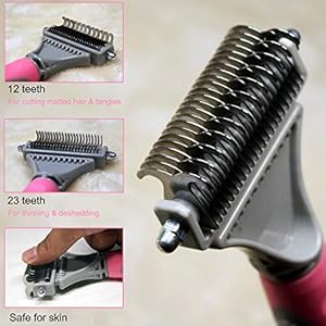 Pet Dematting Comb  2 Sided Undercoat Rake for Cats  Dogs  Safe Grooming Tool for Easy Mats  Tangles Removing  Medium and Long Haired Cats Dogs Brush for Shedding Pink  Cucciolini Doodles Pet dematting comb  2 sided undercoat rake for cats  dogs  safe grooming tool for easy mats  tangles removing  medium and long haired cats dogs brush for shedding pink   cucciolini doodles