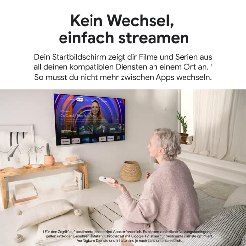 Chromecast mit Google TV (HD) Schnee – Streame Unterhaltung per Fernbedienung mit Spracherkennung auf deinen TV – Filme und Serien ansehen – Bild 3