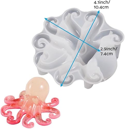 Miniatura 3 de ALINREDBX 2 moldes de resina epoxi de pulpo, molde de silicona con forma de pulpo de resina epoxi para bricolaje, manualidades, Halloween,