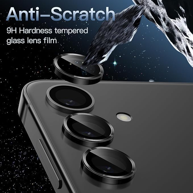 Image of Camera Lens Protector for SAMSUNG GALAXY S25 BLACK HD Clear Camera Lens Case Friendly Scratch Resistant Lens Cover Full Coverage Camera Guard Waterproof Heavy Duty Camera Protector