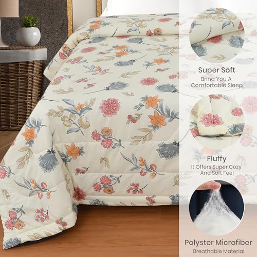 Image of FRESH FROM LOOM Microfiber All Seasons Collection Micro Fiber Comforter | Dohar | Quit | Single Bed | Double Weaved | Washable | Hypoallergenic Skin Friendly (Pastel-Cream | 60x90 in, Single Bed)