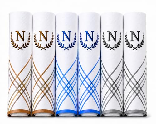 Image of GOLU MOLU Cotton White Formal Handkerchief Pack Of 6 | Office Travel Daily Use | Custom Initial Design | Free Size | Cotton Fabric | Customised N95 Mask Included