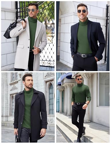 Image of COOFANDY Men's Ribbed Turtleneck Sweater Casual Basic Long Sleeve Knitted Pullover Sweater