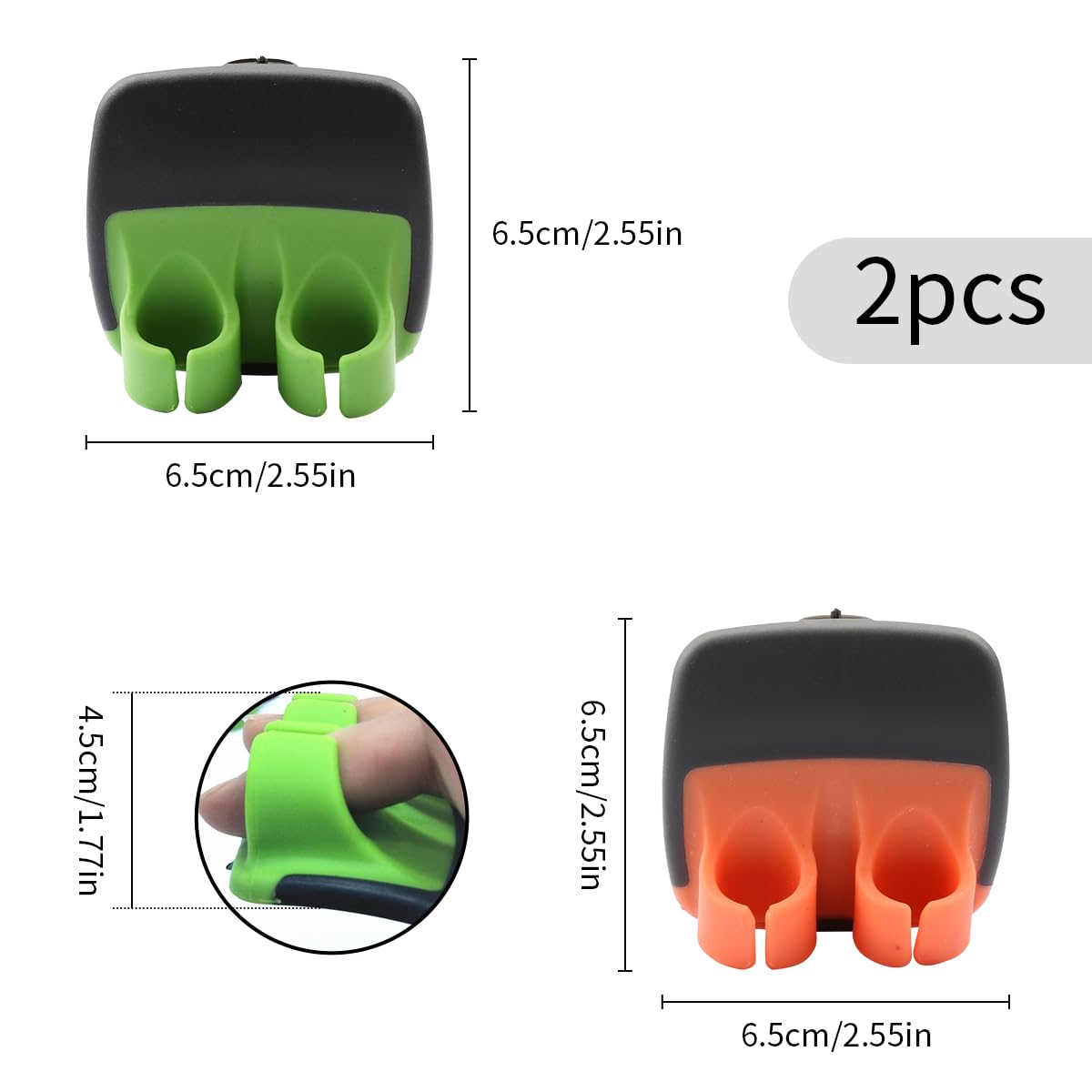 Luckious 2 Piece Hand Vegetable Peeler,Hand Peeler Rubber Finger Gloves,Silicone Finger Gloves Kitchen Gadgets Comfort Peeling Pumpkins,Carrots,Cucumbers,Potatoes,& More (Green & Orange) (2211-139A) - Image 2