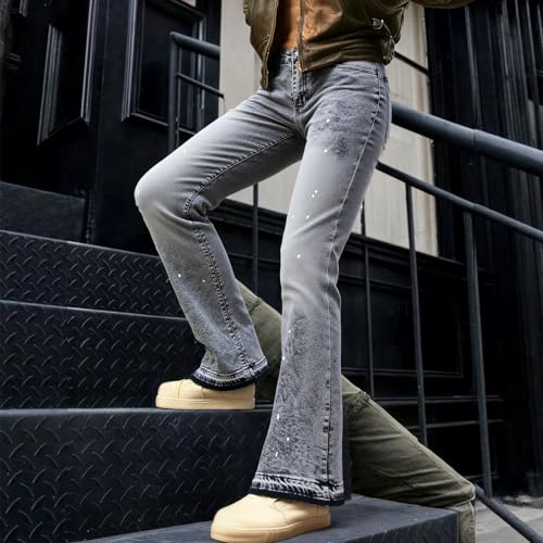 Jean évasé Y2K homme bootcut déchiré patchwork style denim années 70 d'été