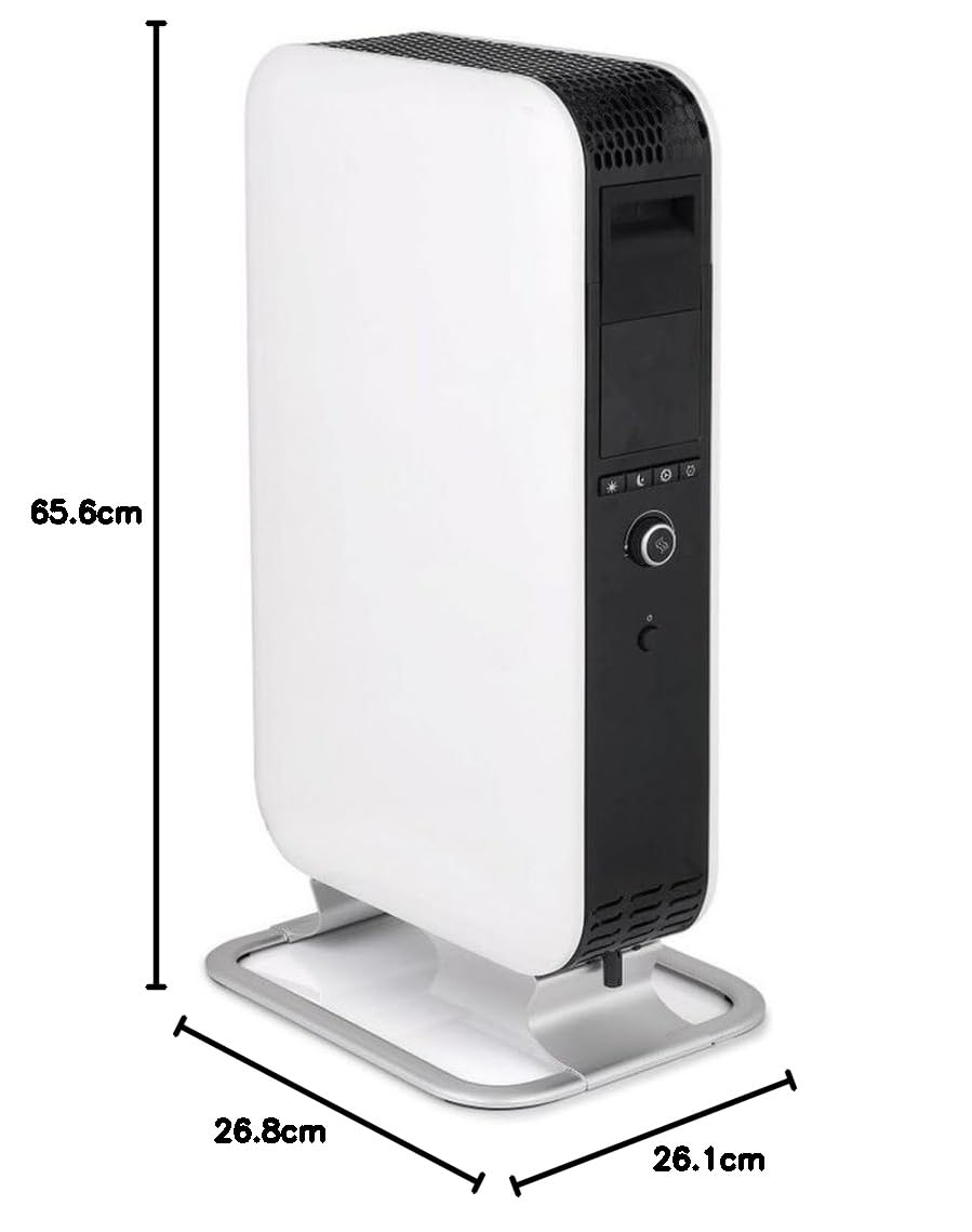 Mill Radiador de Aceite 1500 W, Radiador Eléctrico hasta 22 m², Calefactor Bajo Consumo Silencioso y Seguro, Programa Día y Noche, Radiador de Pie de Diseño Elegante, Diseñado en Noruega