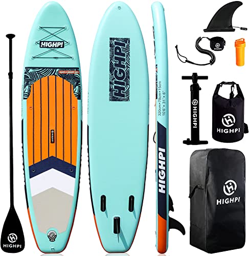 Highpi Inflatable Stand Up Paddle Boards, 10'6''X31''X6'' Ultra-Light Sup For All Skill Levels, W/Accessories Backpack, Anti-Slip Deck, Leash, Adjustable Paddle And Hand Pump, Waterproof Bag #TOP1