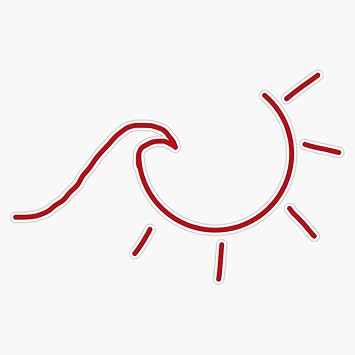 Magnet Red Sun and Wave Viny Magnetic Bumper Sticker 5"