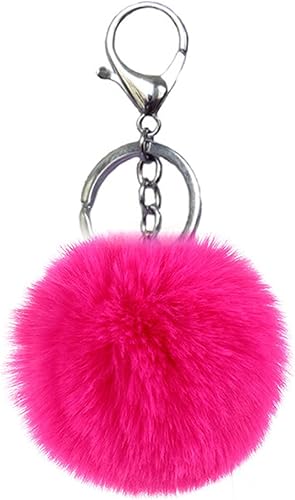 Unpafcxddyig Llavero de pompón con bola de piel artificial, colgante esponjoso para bolsa de coche