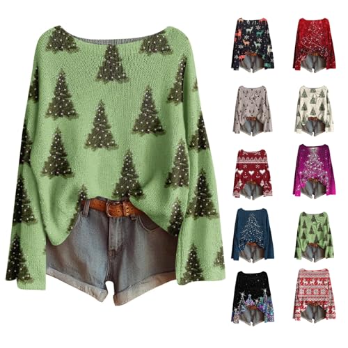 Christmas Sweaters for Women Ugly Christmas Sweater Long Sleeve Crew Neck Knitted Pullover Fall Winter Tops