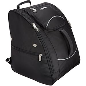 Amazon Basics Waterproof Ski Boot Bag, One-Size, Black, Solid, 14 x 18 x 14.5 Inches