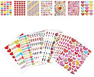 SAVITA 70 Sheet Valentine's Day Heart Stickers, Colorful Small Heart Scrapbook Decal Love Sticker for Valentines, Anniversary, Wedding, DIY Embellishment (7 Styles)