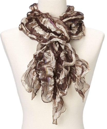 TAN'S Women Super Soft Lightweight Ruffle Ribbon Silk-Blend Scarf