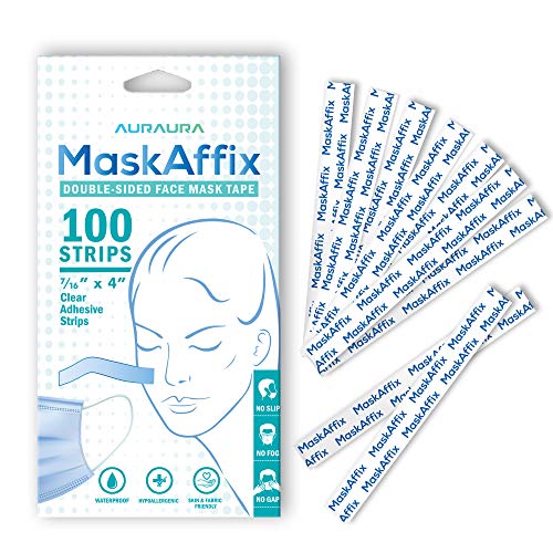 Face Mask Tape Double Sided - MaskAffix (100 Count) | No Fogging Glasses, No Slips, No Gaps. Works with Any Mask.