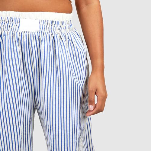 Owl's-Yard Women Y2K Stripe Print Pants Elastic Waist Dreawstring Wide Leg Trousers Striped Casual Lounge Pants with Pockets4