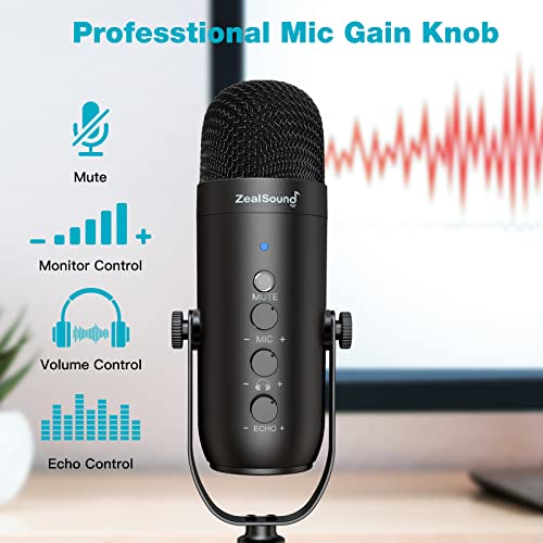 ZealSound USB Mikrofon Kit för Podcast, Streaming och Gaming