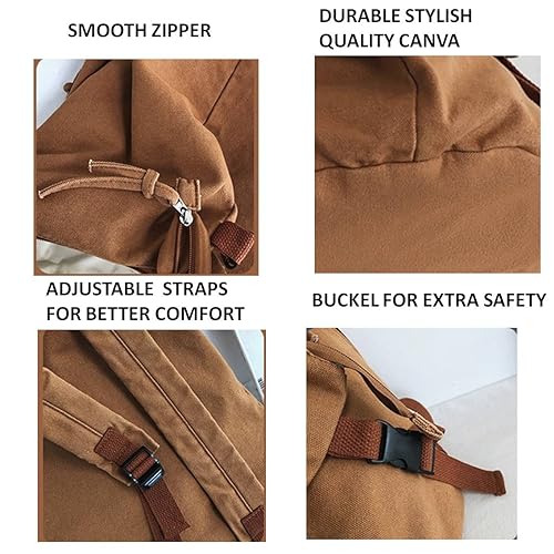 Vintage Canvas Backpack Unisex Outdoor Travel Rucksack Hiking Spacious Large Capacity3