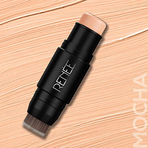 RENEE Face Base Foundation Stick with Applicator - Mocha, 8gm | Enriched with White Clay, Weightless, Long-lasting, Velvet Matte Finish formula Provides Full Coverage - Image 3