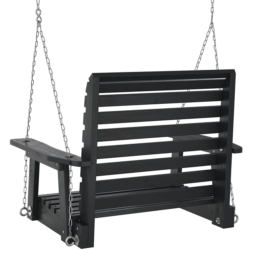 vidaXL Garten-Hängestuhl mit Metallketten Schwarz Massivholz Tanne, Außenschaukel, Outdoor Schaukel, Garten Hängesessel, Schaukel, Outdoor Hängesessel