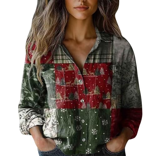 Weihnachts Tshirt Damen Bluse Lustig Weihnachtsoutfit Rentier Motiv...