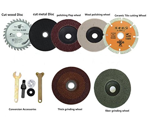 Chiloskit 10 pcs Electric Drill Change to Angle Grinder Conversion Accessories With Cuttoff Wheel Polishing Grinding Disc Accessories Woodworking Metal Kit - Image 2