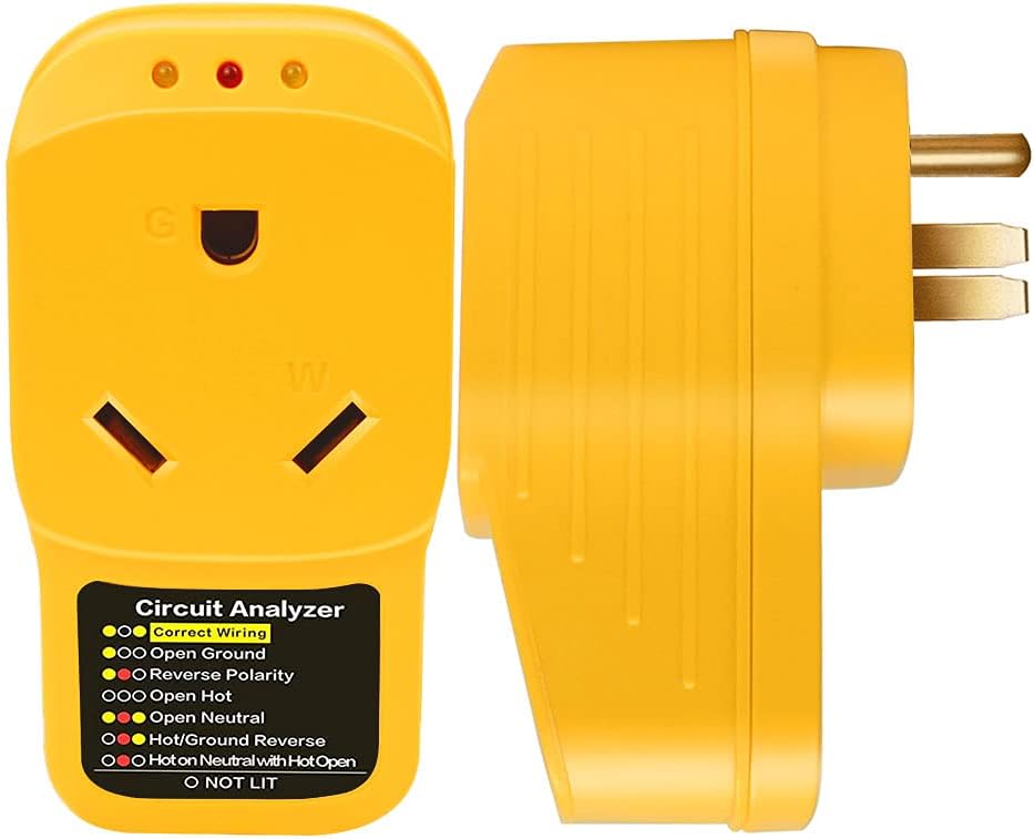 VSTM RV Surge Protector 30 Amp, 125V 30Amp Male to 30Amp Female RV Power Defender Voltage Protector, Adapter Circuit Analyzer with LED Indicator Lights for Camper RV Trailer