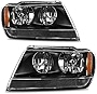 AUTOSAVER88 Headlight Assembly Compatible with 1999 2000 2001 2002 2003 2004 Grand Cherokee OE Headlamp Black Housing