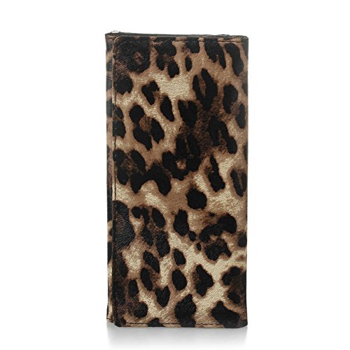 Ladies Purse Wallet Clutch Handbag PU Brown Leopard Evening Fashion
