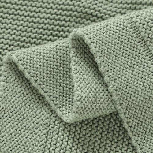 Image of Baby Blanket 30 x 40 Inch Soft Knit for Boys & Girls Cotton Nursery Swaddling Blankets Toddler Knitted Crochet Receiving Crib