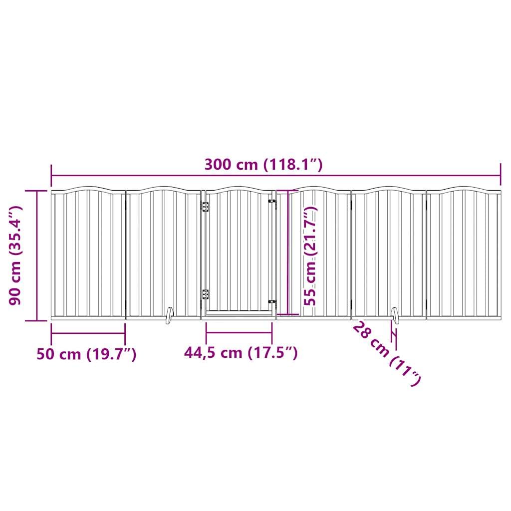 Rejilla para perros con puerta plegable, 6 paneles, madera de álamo, 300 cm, independiente, con cerradura de puerta y patas para perros, cachorros, protección en el jardín, terraza, patio