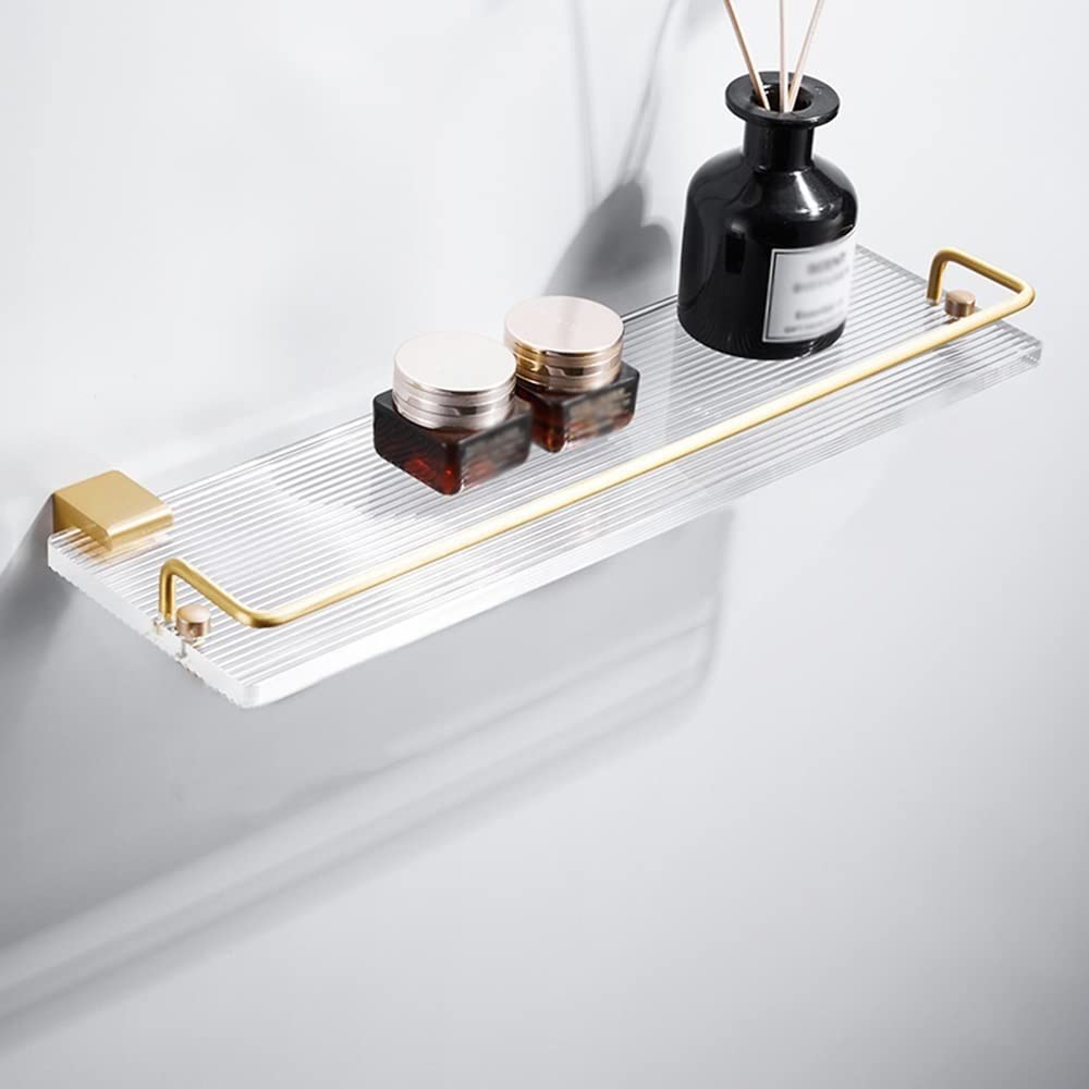 SDGBCXD bathroom shelves, Wall-Mounted Floating Storage Rack for Cosmetics, Towels & Spices - 50cm Durable Organizer, Space-Saving Design(50cm no Rod)