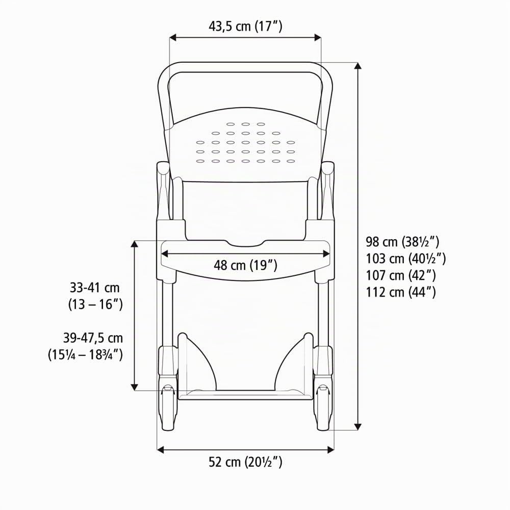 Etac Clean Standard - Silla de ruedas para ducha y inodoro (55 cm), color blanco