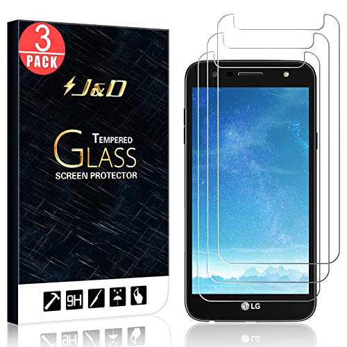 J&D Compatible para 3 Paquetes LG X Power 2 Protector de Pantalla, [Cristal Templado] [NO Cobertura Completa] HD Claro Vidrio Balístico Protector de Pantalla para LG X Power 2