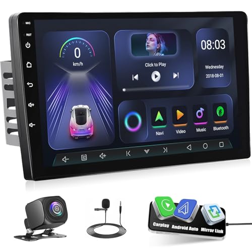 Octa Core 4G+128G CarPlay Android Auto 2 DIN Unidad Principal Tablet 9' IPS Pantalla táctil Display Autoradio FM Radio Coche Navegación Estéreo Pad Multimedia Player GPS BT WiFi