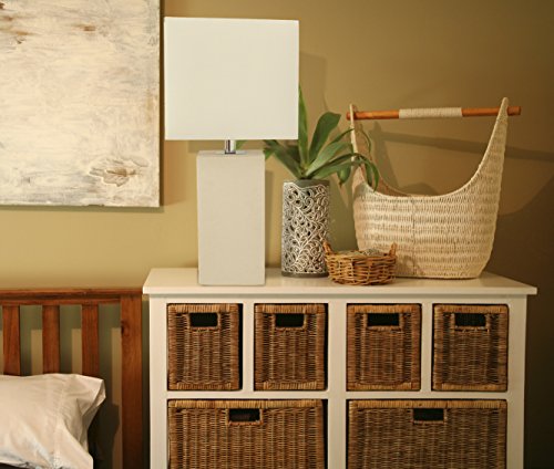 Elegant Designs Lt1025-Wht Modern Leather Table Lamp With White Fabric Shade, White #TOP1