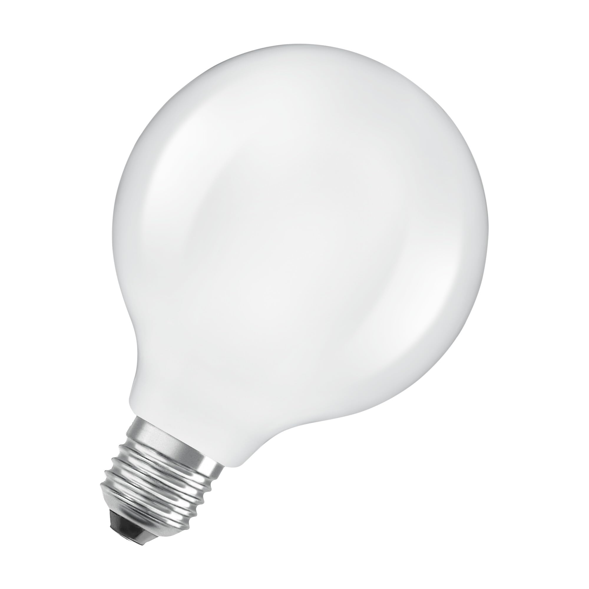 OSRAM dalla classica forma a globo, con filamento LED decorativo dal design satinato, classe di efficienza energetica A, E27, 5 W, 1055 lm, 4000 K, bianco freddo. luce immediata al 100%.