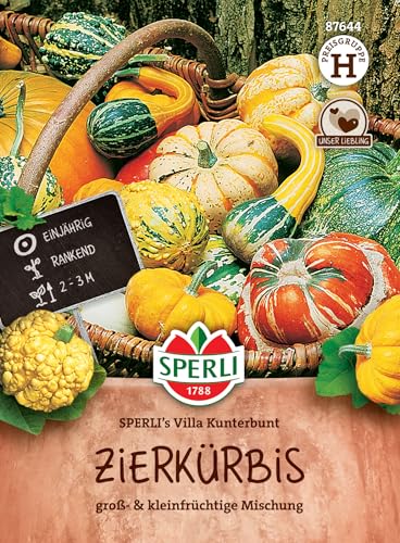Sperli Zierkürbissamen SPERLI’s Villa Kunterbunt 87644 - Gemüsesamen für eine spannende Kürbismischung mit einem Inhalt für 15 Gemüsepflanzen - Saatgut