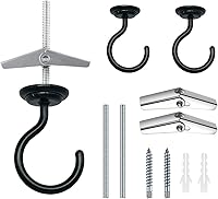 Vista 1 de 2 juegos de ganchos grandes para techo, ganchos resistentes con accesorios para colgar plantas, campanillas de viento, accesorios de luz, red