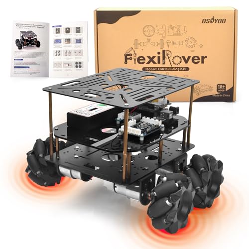 osoyoo flexirover robot car kit for arduino mega2560 with wifi expansion board  520 motors mecanum wheels 4-wheel drive motor board battery amp charger customizable chassis for advanced robotics