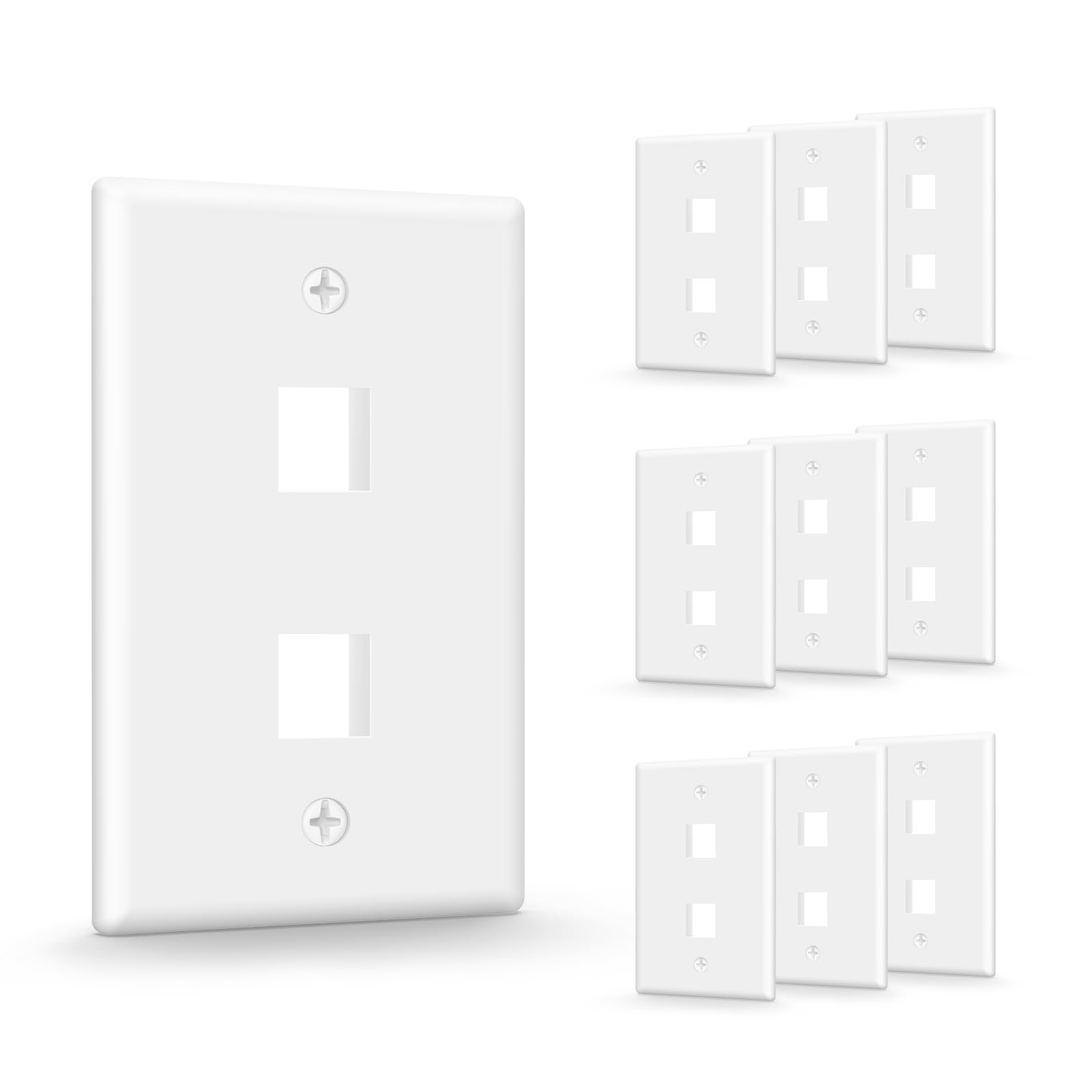 Photo 1 of VCE 2-Port Keystone Wall Plate (10-Pack, White)