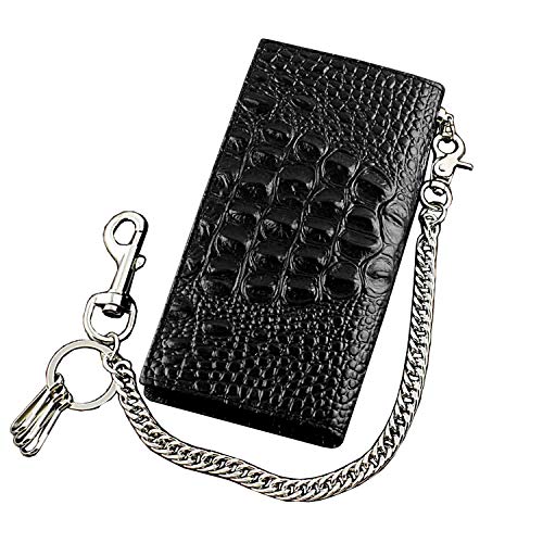 Mens Biker Genuine Leather Long Card Holder Wallet Purse With Anti Theft Pants Key Chain4