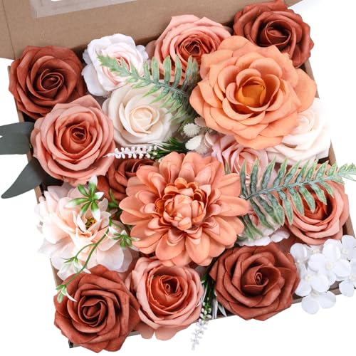 BSMYBO Artificial Flowers Combo Terracotta Flowers Mix Silk Fall Flowers