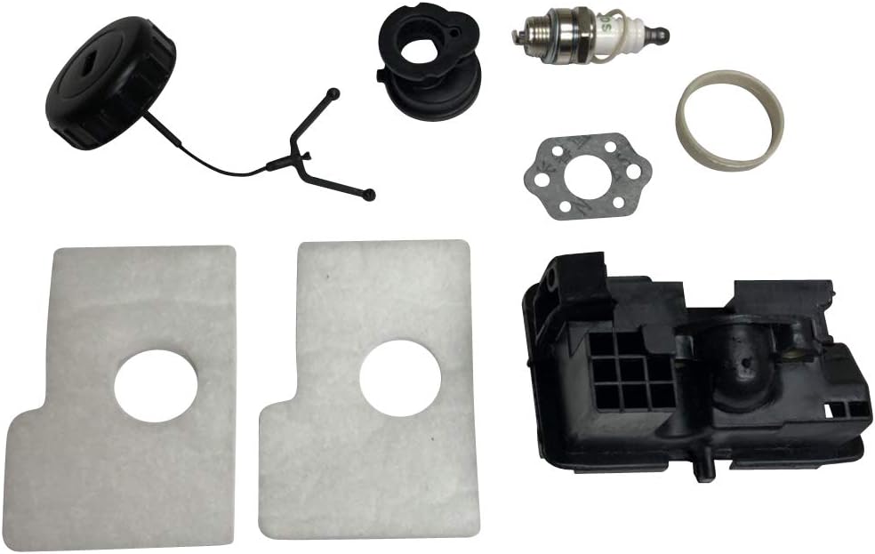 ENGINERUN Air Filter Housing Element Fuel Filter Manifold Gas Tank Cap Spark Plug Gasket Kit (7 PCS) Compatible with Stihl MS170 MS180 017 018 Chainsaw Replacement Parts Ref OEM 11231950400 : Patio, Lawn & Garden