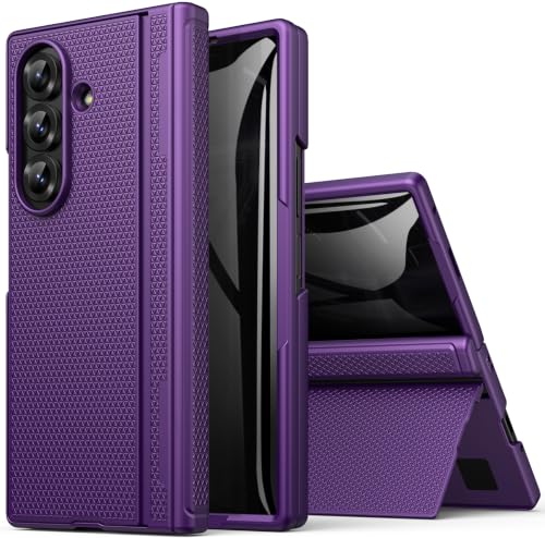 for Galaxy Z Fold 7 Case with Stand, Privacy Screen Protector, Dark Purple