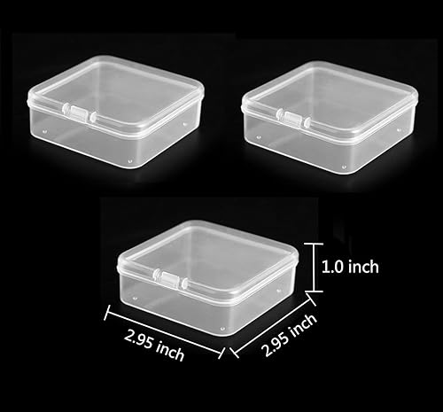 Miniatura 2 de Paquete de 40 cajas pequeñas de almacenamiento transparentes de 3.0 in, caja de almacenamiento de cuentas de plástico transparente con tapa con