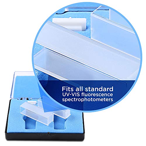 BITOMIC 10 MM Cuvette Quartz for Spectrophotometer 2 Pc | Optical Laboratory 3.5 ML Square Shape, Vis/UV Quartz Cuvettes for Spectrophotometry | Accurate Readings, Chemical Acid Alkali Resistant